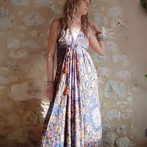 robe longue été dos-nu soie indienne méditation yoga