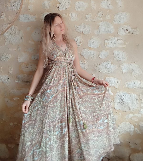 robe dos-nu soie indienne hippie bohème wide wild heart