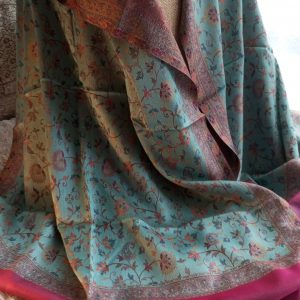 étole écharpe en soie et laine d'Inde réversible wide wild heart