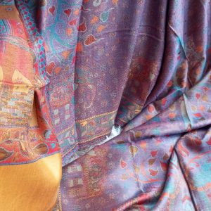 étole écharpe en soie et laine d'Inde réversible wide wild heart