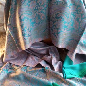 étole écharpe en soie et laine d'Inde réversible wide wild heart